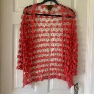 NWT Mirasol Coral Crocheted Topper.